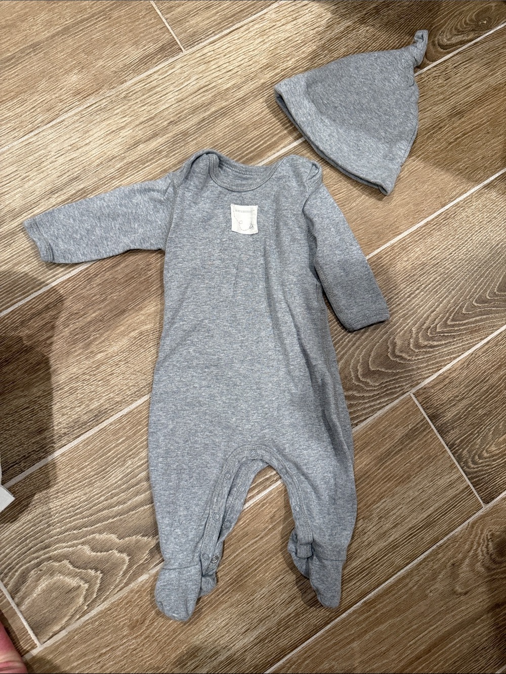 Burt's Bees Baby Heather Gray Footed One-Piece with Hat